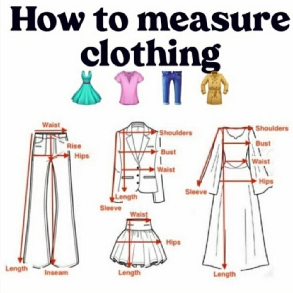 THE CHART SHOW HOW I MEASURE CLOTHING: LAID FLAT, ONE SIDE